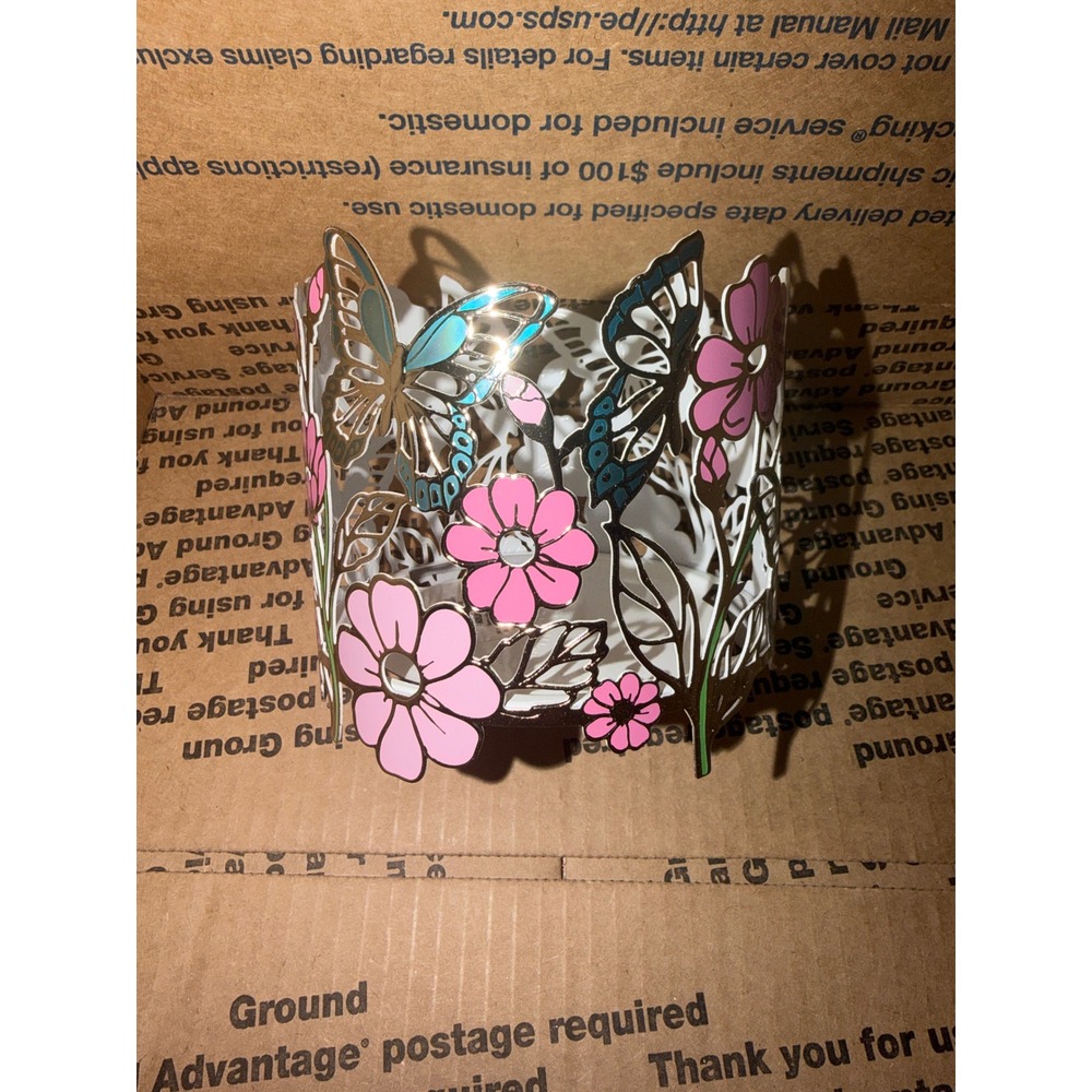 Bath and Body Works Candle Holder 3-Wick Butterfly Flower Metal